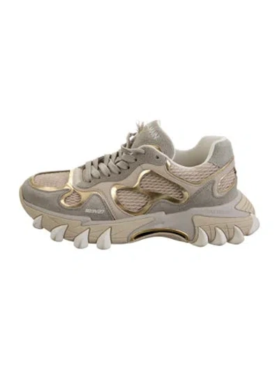 Pre-owned Balmain Suede Cutout Accent Chunky Sneakers In Grey/neutrals