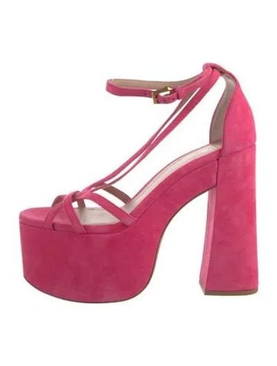 Pre-owned Balmain Suede Cutout Accent T-strap Pumps In Pink