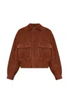 Balmain Suede Flap-pocket Jacket In Brown