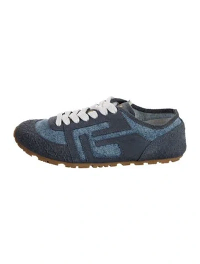 Pre-owned Balmain Suede Graphic Print Sneakers In Blue
