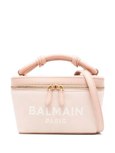 Balmain B-army Suede Vanity Crossbody Bag In Neutrals