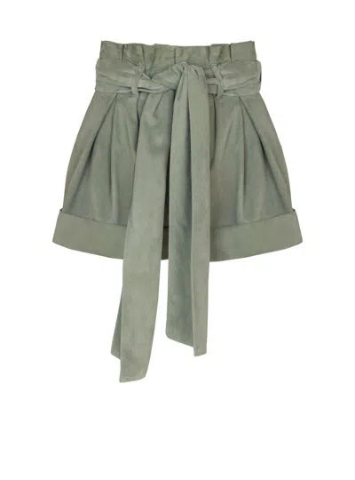 Balmain High-waisted Shorts In Suede In Multi