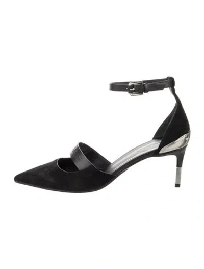 Pre-owned Balmain Suede Leather Trim Embellishment D'orsay Pumps In Black