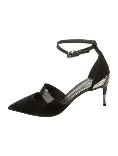 Pre-owned Balmain Suede Leather Trim Embellishment D'orsay Pumps In Black