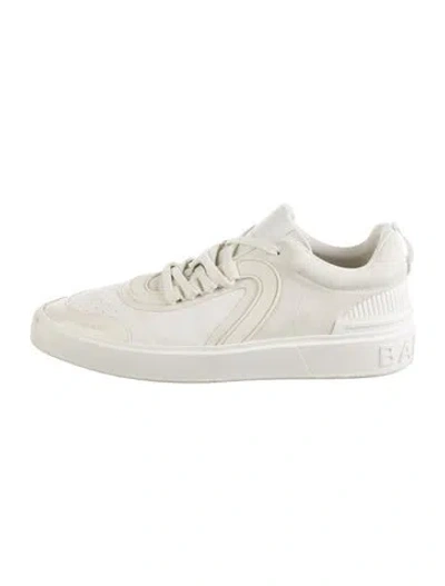 Pre-owned Balmain Suede Mesh Accents Athletic Sneakers In Neutrals
