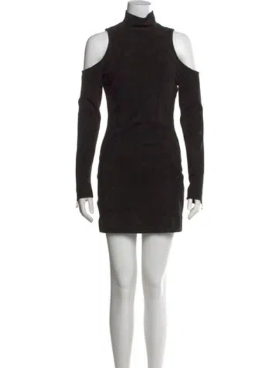 Pre-owned Balmain Suede Mini Dress In Black