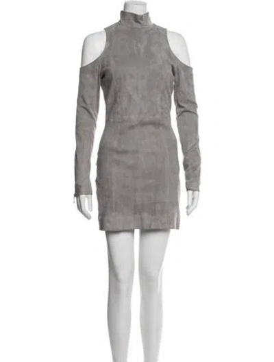 Pre-owned Balmain Suede Mini Dress In Grey