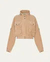Balmain Suede Multi-pocket Utility Jacket In Nude