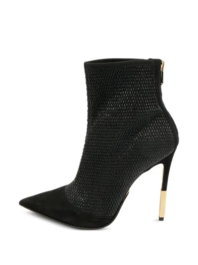 Pre-owned Balmain Suede Panelled Ankle Boots In Black