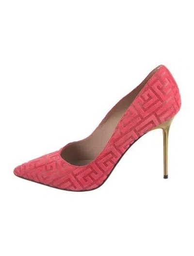 Pre-owned Balmain Suede Patterned Pumps In Pink