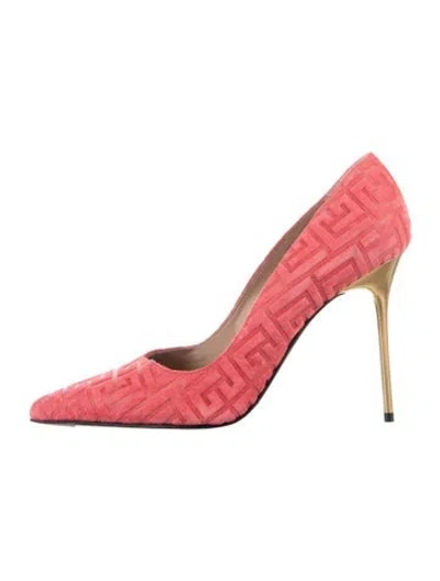 Pre-owned Balmain Suede Patterned Pumps In Pink