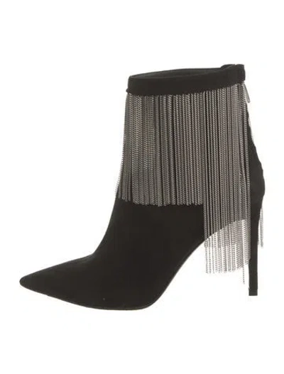 Pre-owned Balmain Suede Patterned Sock Boots In Black