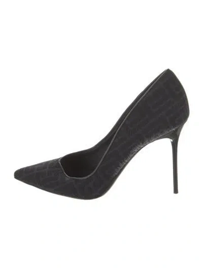 Pre-owned Balmain Suede Printed Pumps In Blue