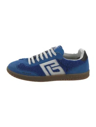 Pre-owned Balmain Suede Printed Sneakers In Blue