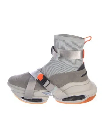 Pre-owned Balmain Suede Printed Sock Sneakers In Gray