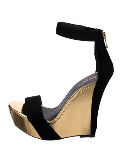 Pre-owned Balmain Suede Sandals In Black/gold