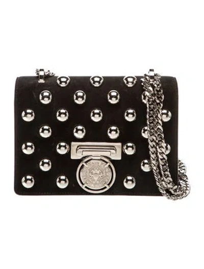 Pre-owned Balmain Suede Shoulder Bag In Black