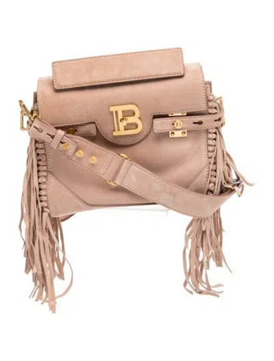Pre-owned Balmain Suede Shoulder Bag In Pink