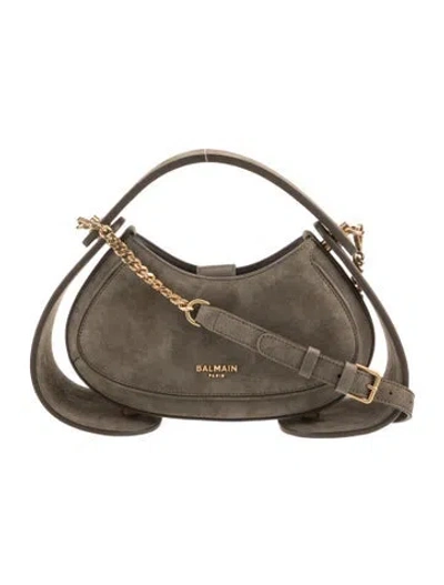 Pre-owned Balmain Suede Shoulder Bag W/ Tags In Neutral