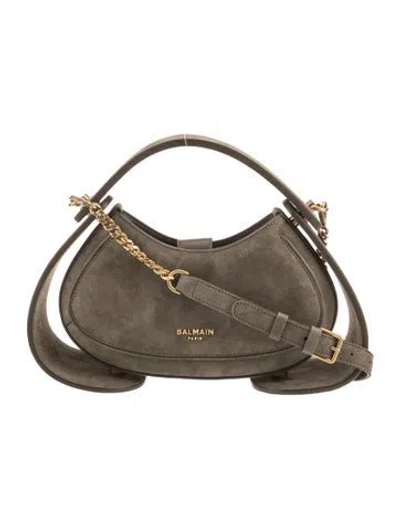 Pre-owned Balmain Suede Shoulder Bag W/ Tags In Neutral