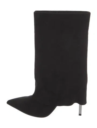 Pre-owned Balmain Suede Slouch Boots In Black