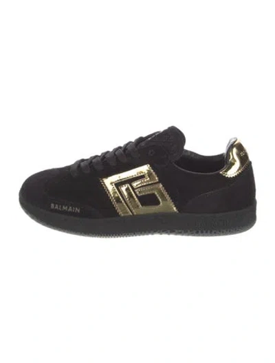 Pre-owned Balmain Suede Sneakers In Black