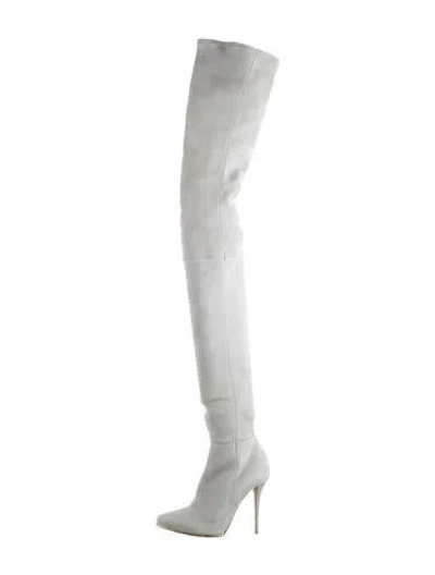 Pre-owned Balmain Suede Sock Boots In Gray