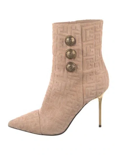 Pre-owned Balmain Suede Sock Boots In Neutrals