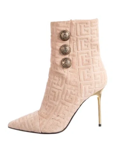 Pre-owned Balmain Suede Sock Boots In Pink