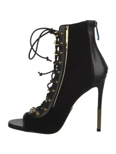 Pre-owned Balmain Suede Studded Accents Pumps In Black