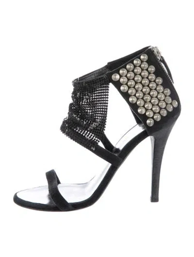 Pre-owned Balmain Suede Studded Accents Sandals In Multi