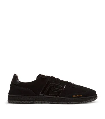 Balmain Swan Suede And Patent Leather Sneakers In Multi