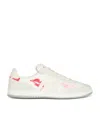 Balmain Swan Sneakers In Leather And Suede Color White And Red In Neutrals