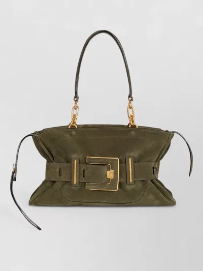Balmain Suede Tote Bag Chain Strap Handles