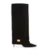 Balmain Uma Suede Foldover Knee Boots In Black