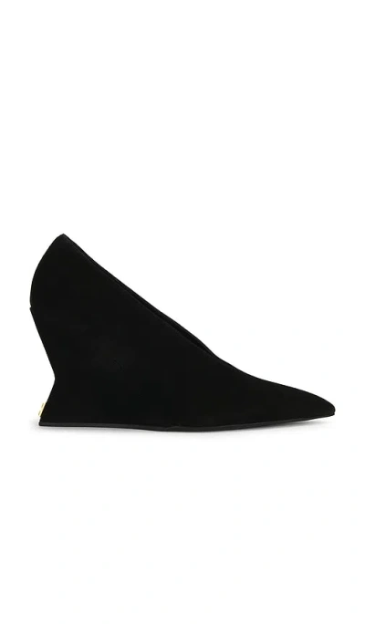 Balmain Suede Wedge Pump In Black