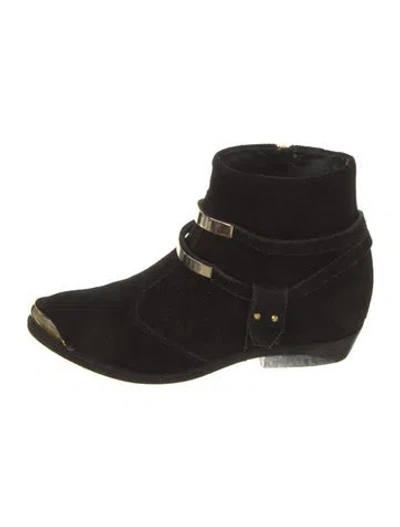 Pre-owned Balmain Suede Western Boots In Black