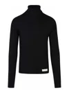 Balmain Pb Wool Turtleneck Sweater In Negro