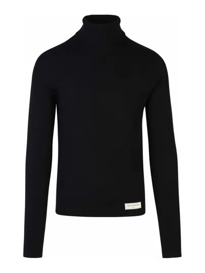 Balmain Pb Wool Turtleneck Sweater In Black