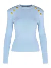 Balmain Light Blue Viscose Blend Sweater Women In Light Blue