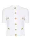 Balmain Short Sleeve Buttoned Pocket Knit Cardigan In White