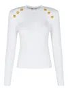 Balmain Crew-neck Sweater With Buttons In White