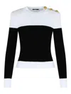 Balmain 3-button Twisted Knit Colorblock Top