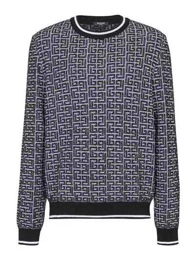 Balmain Patterned-jacquard Sweater In Multicolor