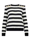 Balmain Striped Jersey Top In Black