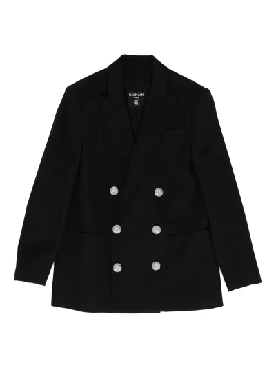 Balmain Double Breasted Tailored Jacket In Black