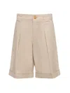 Balmain Bermuda Con Pieghe In Beige
