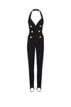 Balmain Crepe Texture Halterneck Jumpsuit With Button Detailing In Black