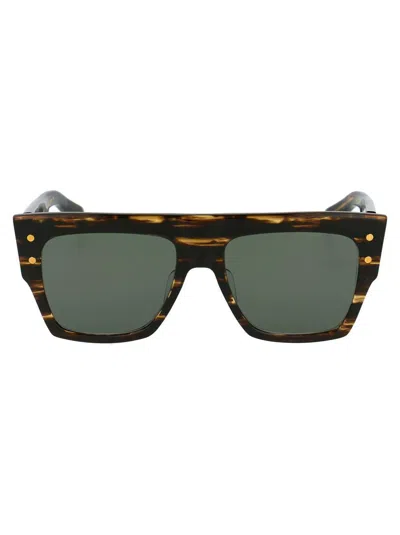 Balmain Sunglasses In Dark Brown Swirl Gold W/g 15 Ar