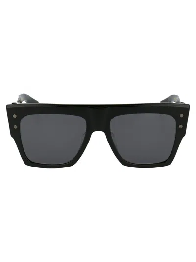 Balmain Sunglasses In Black Black Rhodium W/dark Grey Ar